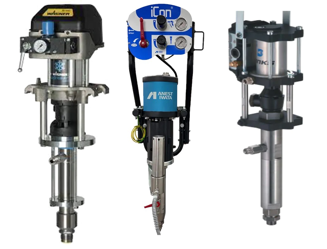 Wagner, Binks, and Anest Iwata piston pumps