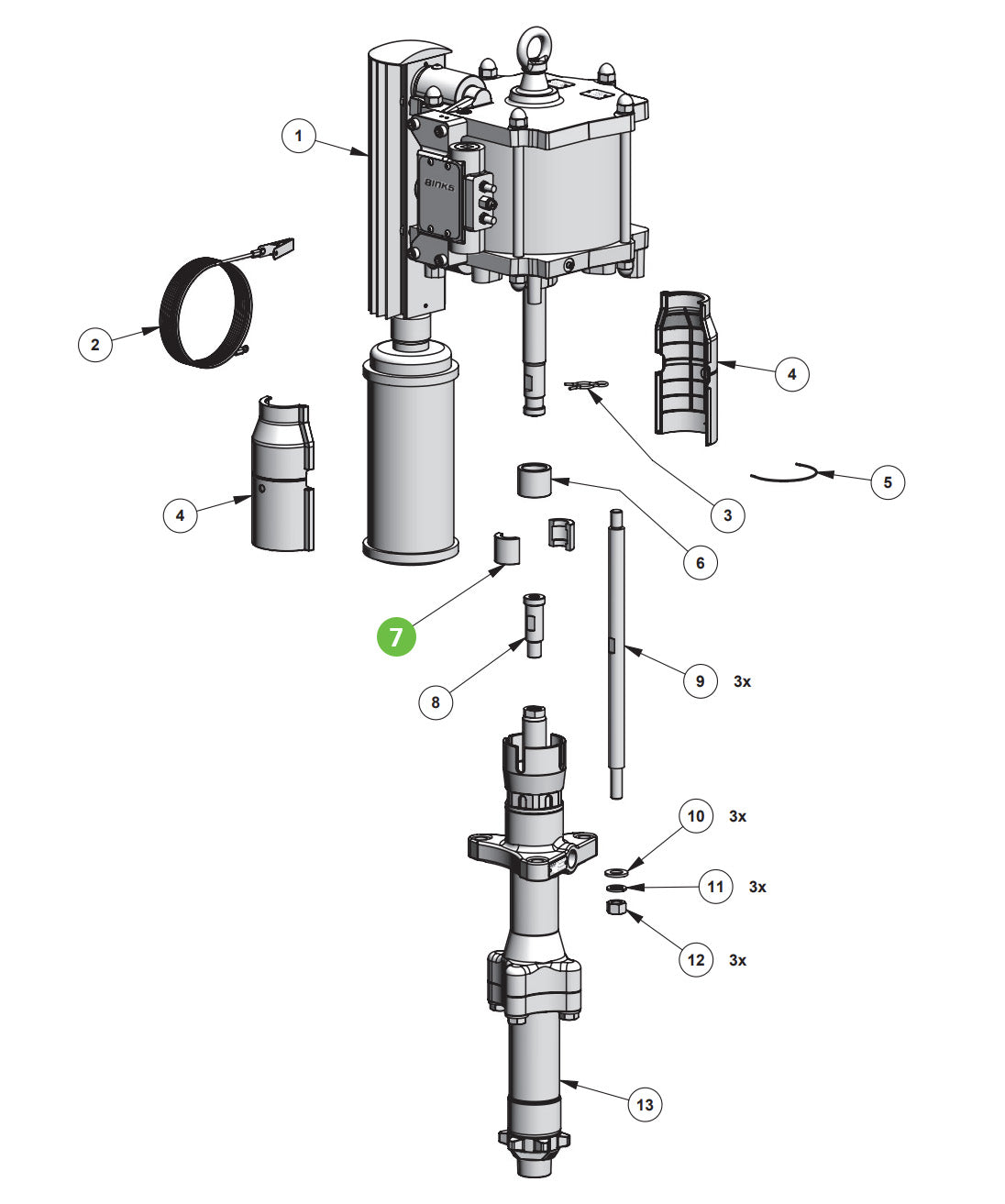 Binks 0115-010445 Motor Rod Split Collar