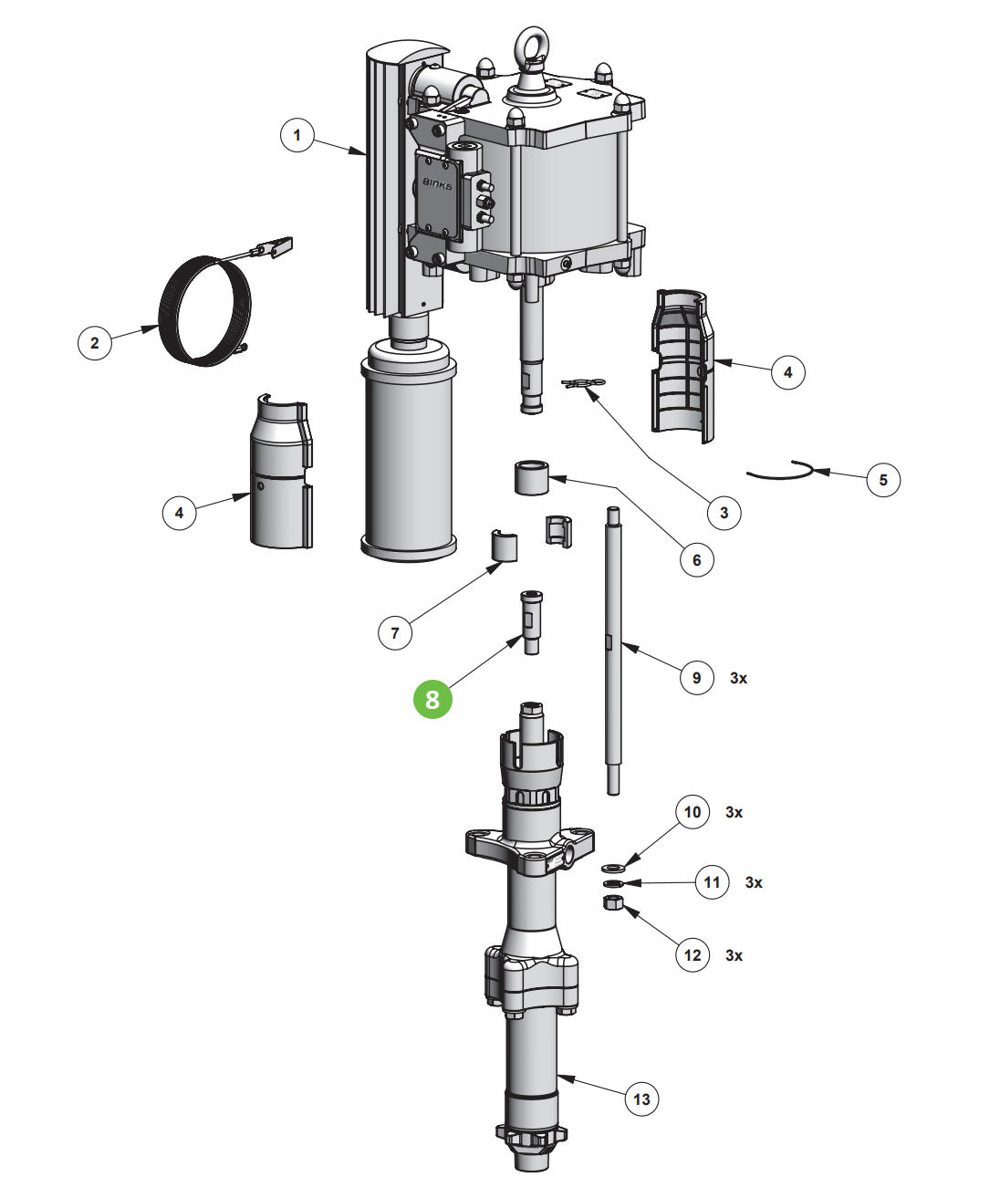 Binks 0115-010447 Pump Rod QD Adapter