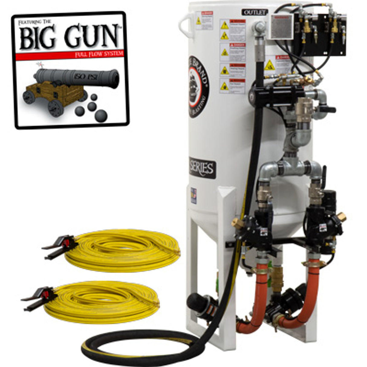 Pirate Brand, S-Series - 10 CU FT., DOUBLE OUTLET, STANDARD MODEL - Blast Pot, STATIONARY, Pressure RELEASE System, Pneumatic Controls