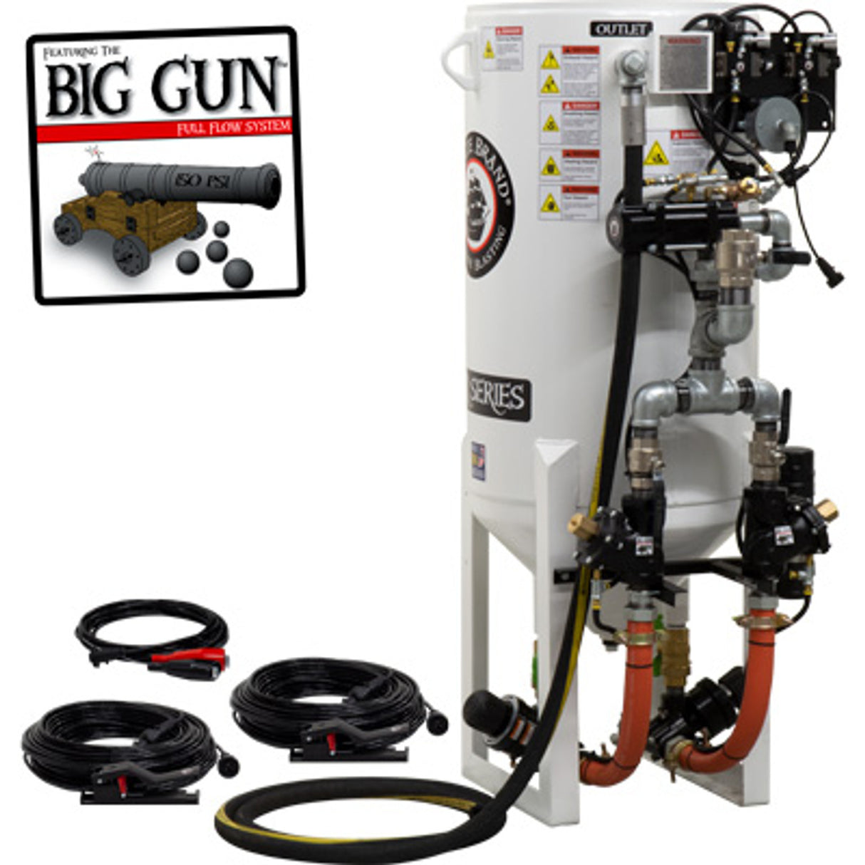 Pirate Brand, S-Series - 10 CU FT., DOUBLE OUTLET, STANDARD MODEL - Blast Pot, STATIONARY, Pressure RELEASE System, 12VDC Electric Controls