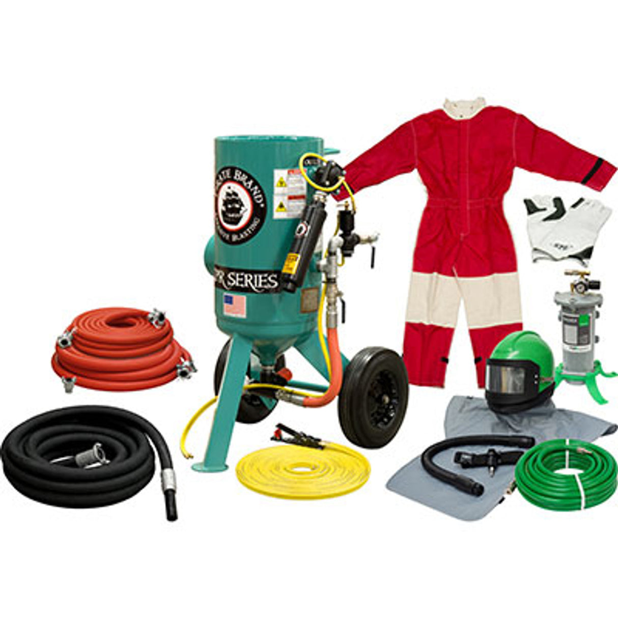 Pirate Brand, C-SERIES, 3 cu ft., GOLD Blasting Package - Blast Pot, Portable, Pressure RELEASE System, Pneumatic Controls w/MPV Metering Valve