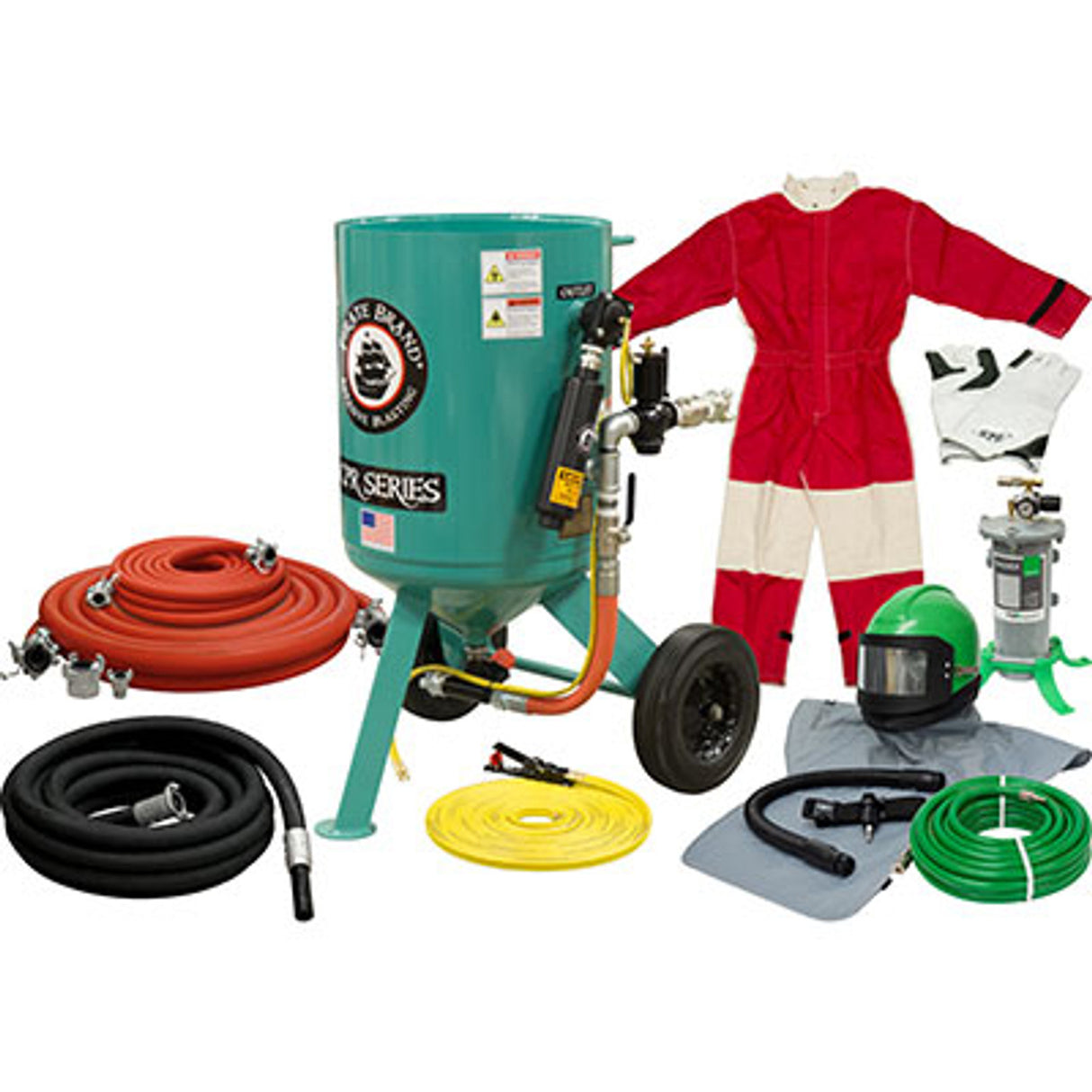 Pirate Brand, C-SERIES, 6 cu ft., GOLD Blasting Package - Blast Pot, Portable, Pressure RELEASE System, Pneumatic Controls w/MPV Metering Valve