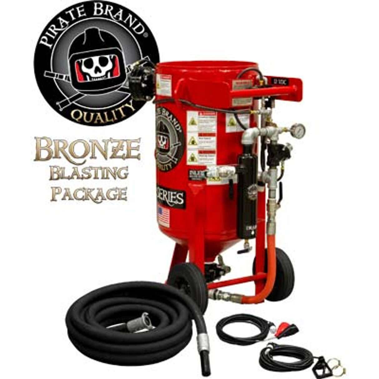 Pirate Brand, E-Series, 3.5 cu ft., BRONZE Blasting Package - Blast Pot, Portable, Pressure RELEASE System, 12VDC Electric Controls