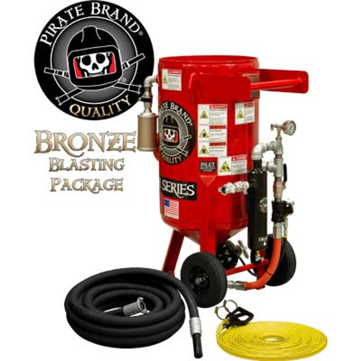 Pirate Brand, E-Series, 3.5 cu ft., BRONZE Blasting Package - Blast Pot, Portable, Pressure HOLD System, Pneumatic Controls