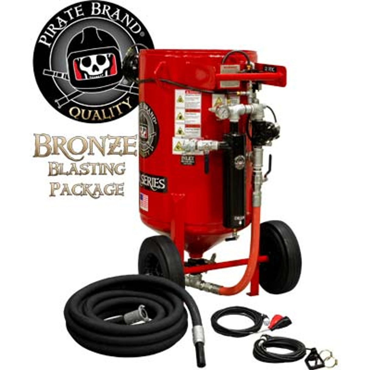 Pirate Brand, E-Series, 6.5 cu ft., BRONZE Blasting Package - Blast Pot, Portable, Pressure RELEASE System, 12VDC Electric Controls