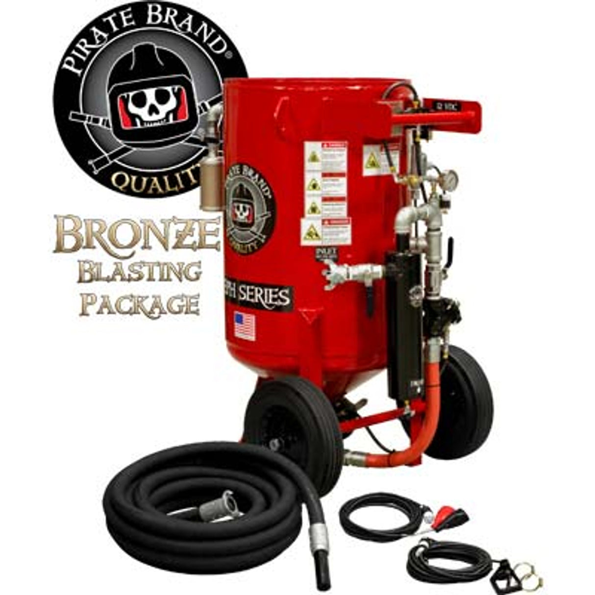 Pirate Brand, E-Series, 6.5 cu ft., BRONZE Blasting Package - Blast Pot, Portable, Pressure HOLD System, 12VDC Electric Controls