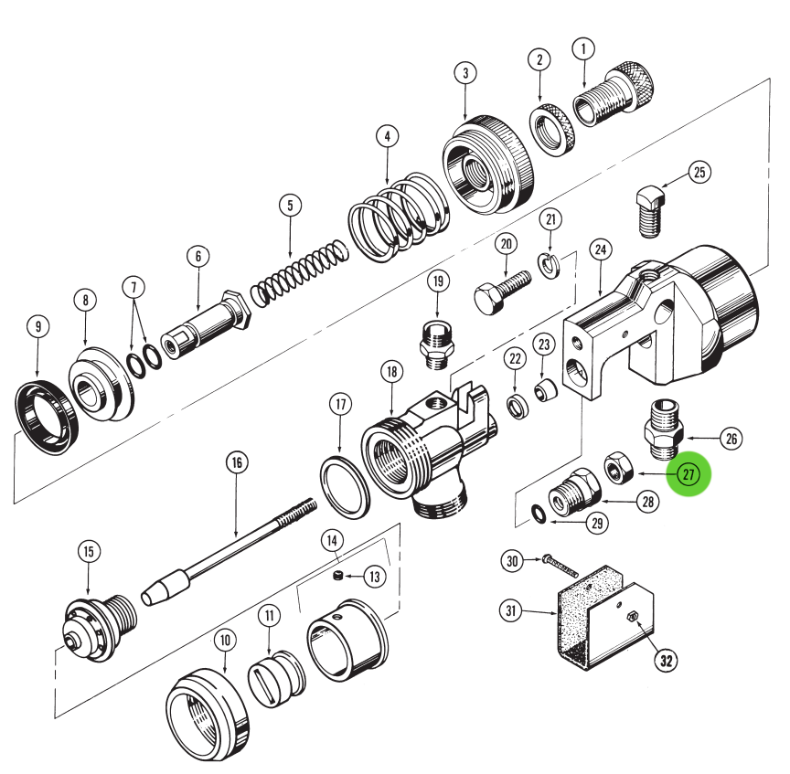 Binks 20-301-1 Nut Hex Steel 1/4-20NC