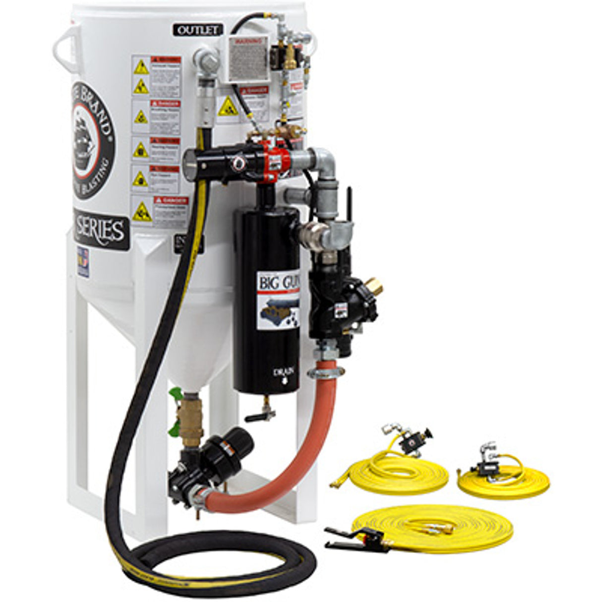 Pirate Brand, S-Series, Short-Cycle™ Series - 6.5 CU FT., SINGLE OUTLET W/ ABRASIVE CUT-OFF (Wall Mounted) - Blast Pot, STATIONARY, Pressure RELEASE System, Pneumatic Controls