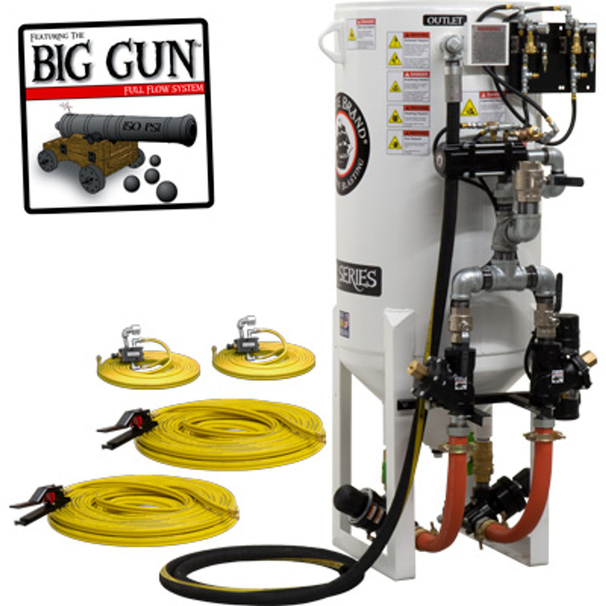 Pirate Brand, S-Series - 10 CU FT., DOUBLE OUTLET W/ ABRASIVE CUT-OFF (Wall Mounted) - Blast Pot, STATIONARY, Pressure RELEASE System, Pneumatic Controls