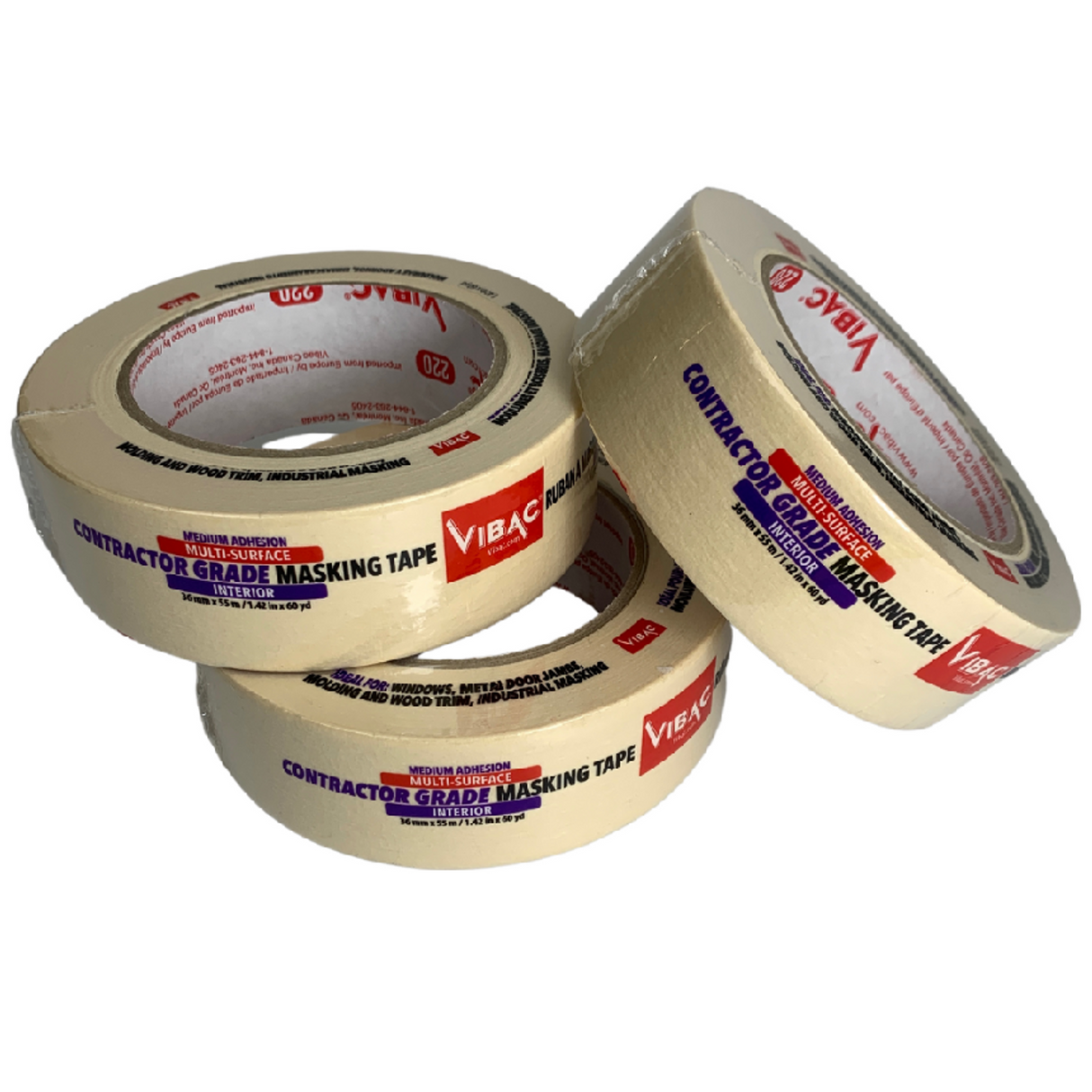 Vibac®  General Masking Tape, 36mm x 55m, 3pk