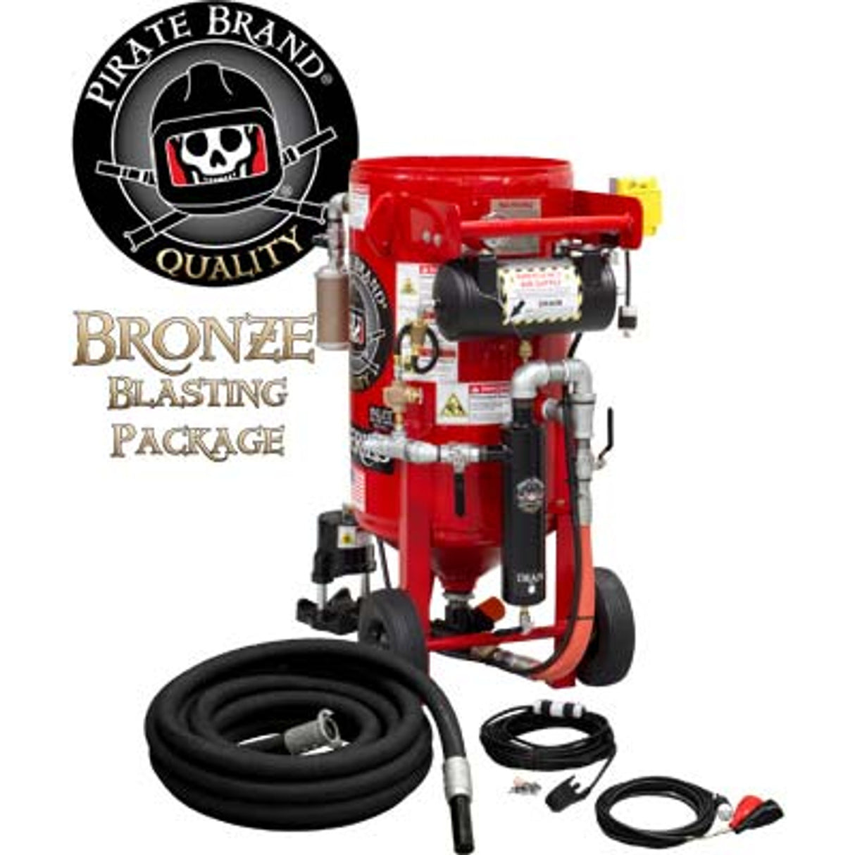 Pirate Brand, K-Series, 3.5 cu ft., BRONZE Blasting Package - Blast Pot, Portable, Pressure HOLD System, 12VDC Electric Controls w/ MPV Metering Valve