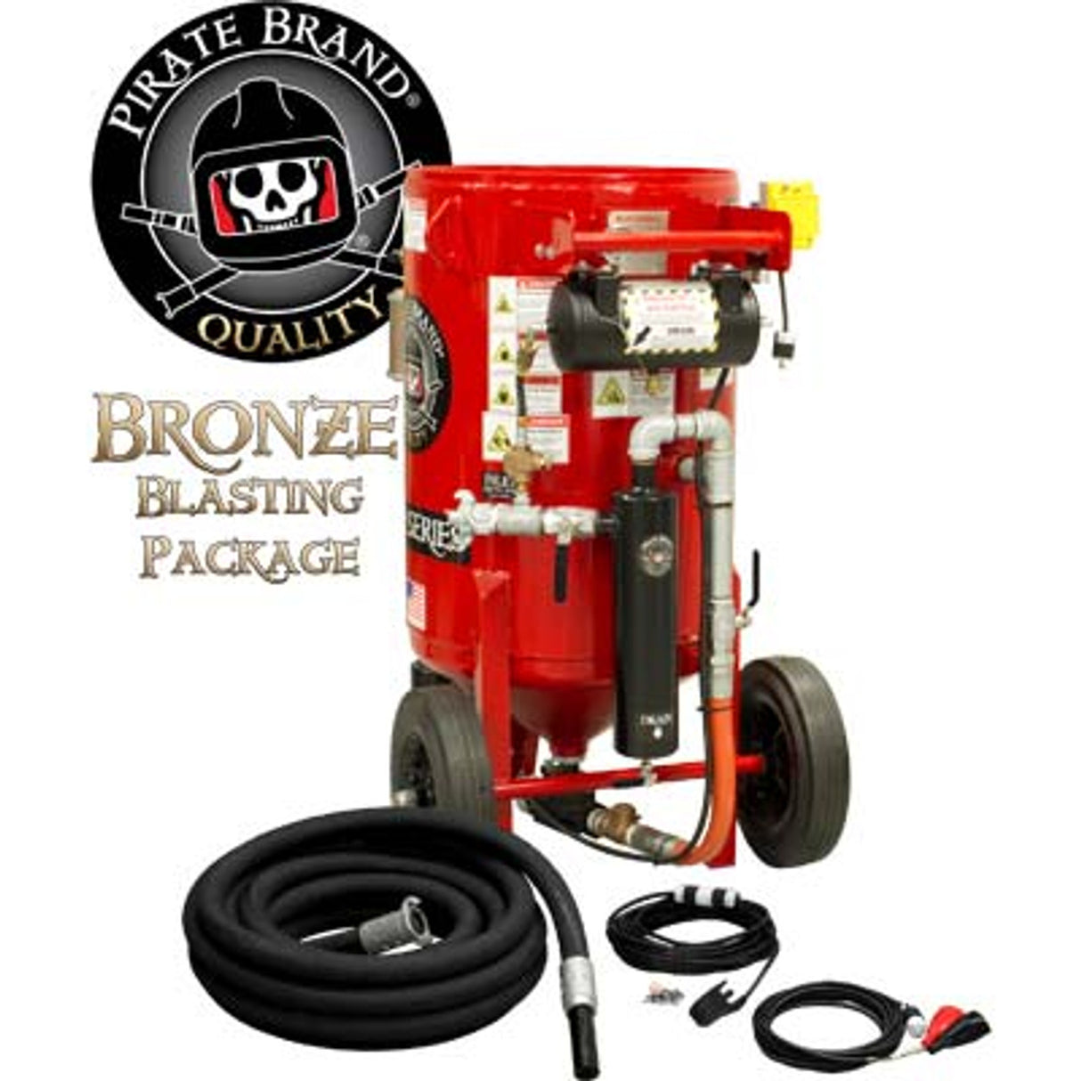 Pirate Brand, K-Series, 6.5 cu ft., BRONZE Blasting Package - Blast Pot, Portable, Pressure HOLD System, 12VDC Electric Controls w/ #100 Metering Valve