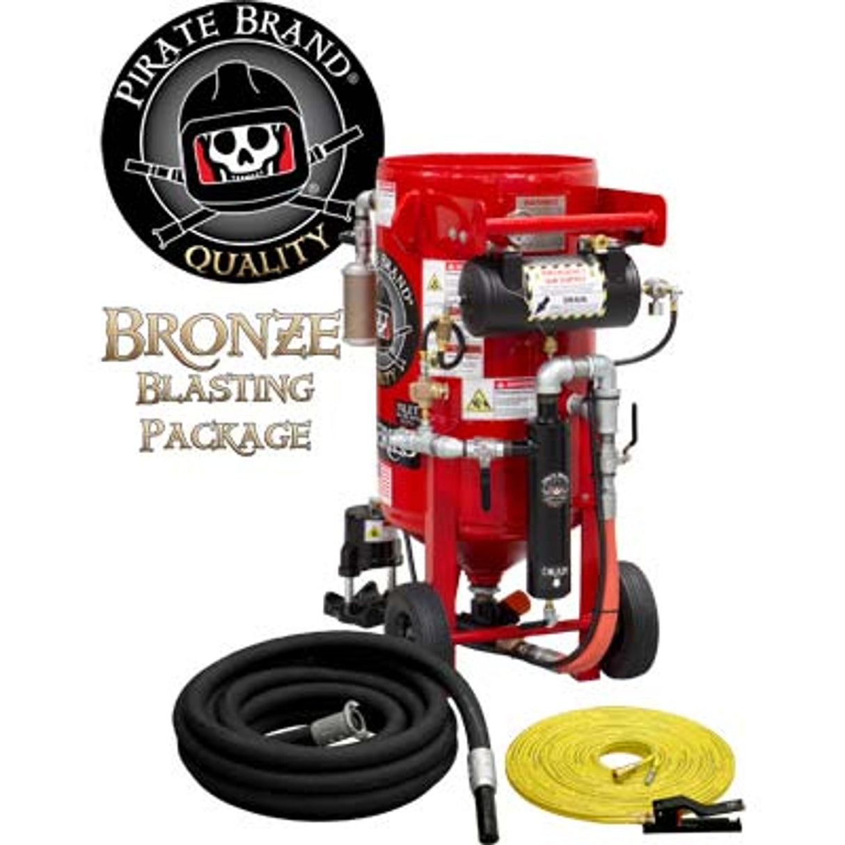 Pirate Brand, K-Series, 3.5 cu ft., BRONZE Blasting Package - Blast Pot, Portable, Pressure HOLD System, Pneumatic Controls w/ MPV Metering Valve