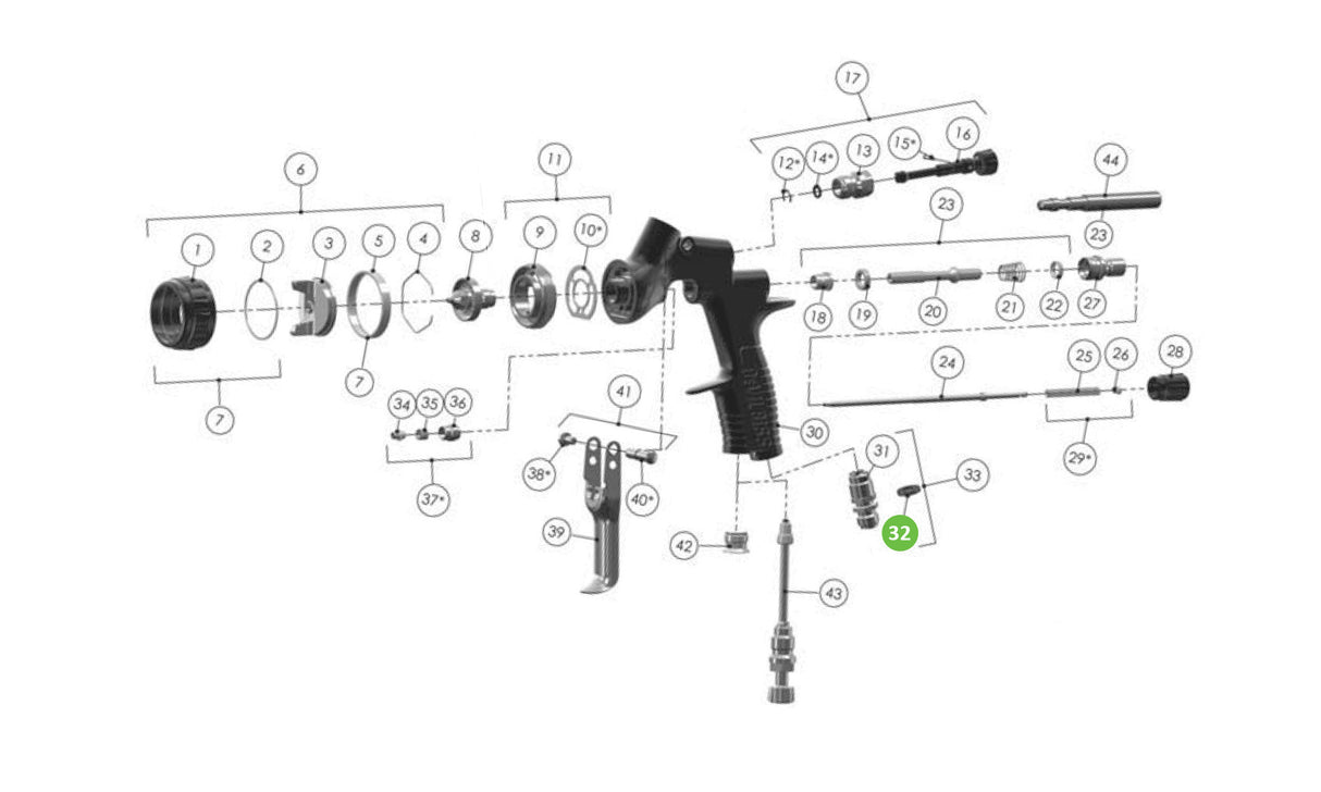 DeVilbiss TEKNA ProLite, Colour ID Ring Kit (4 Colours) 702735