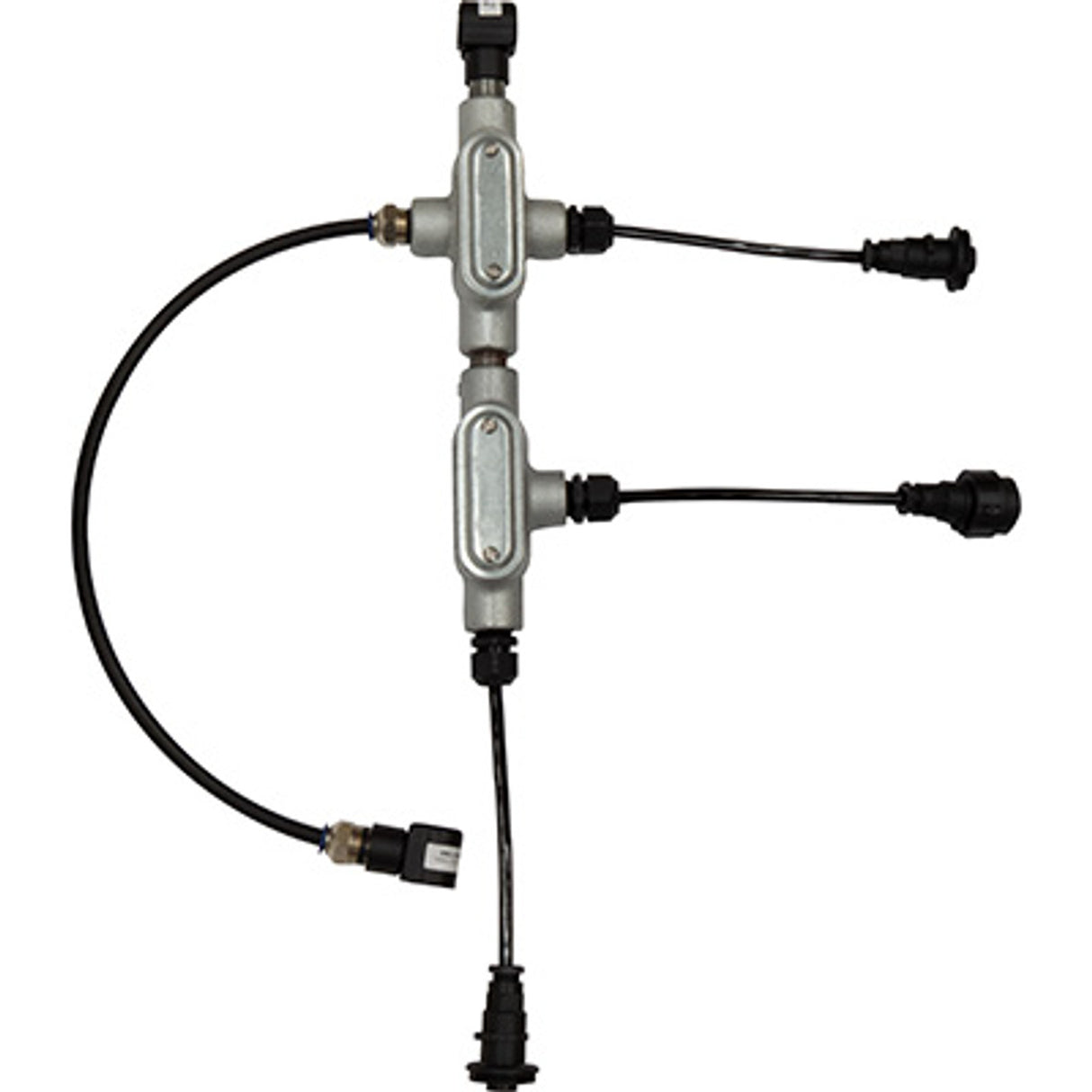 Pirate Brand - Schmidt Mfg Style, Junction Cross/Tee Assembly, Small & Bulk Blasters, 12VDC, SSACO w/ Sealed Waterproof Connectors, (1) Outlet