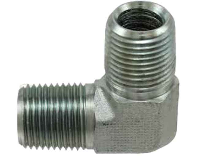 Adaptador de boquilla hexagonal de 90 grados, 1/8" M.NPT x 1/8" M.NPT