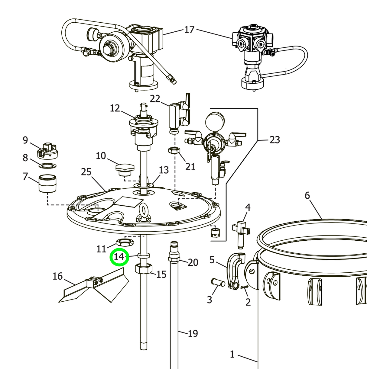 Kit de una sola pata con salida inferior Binks