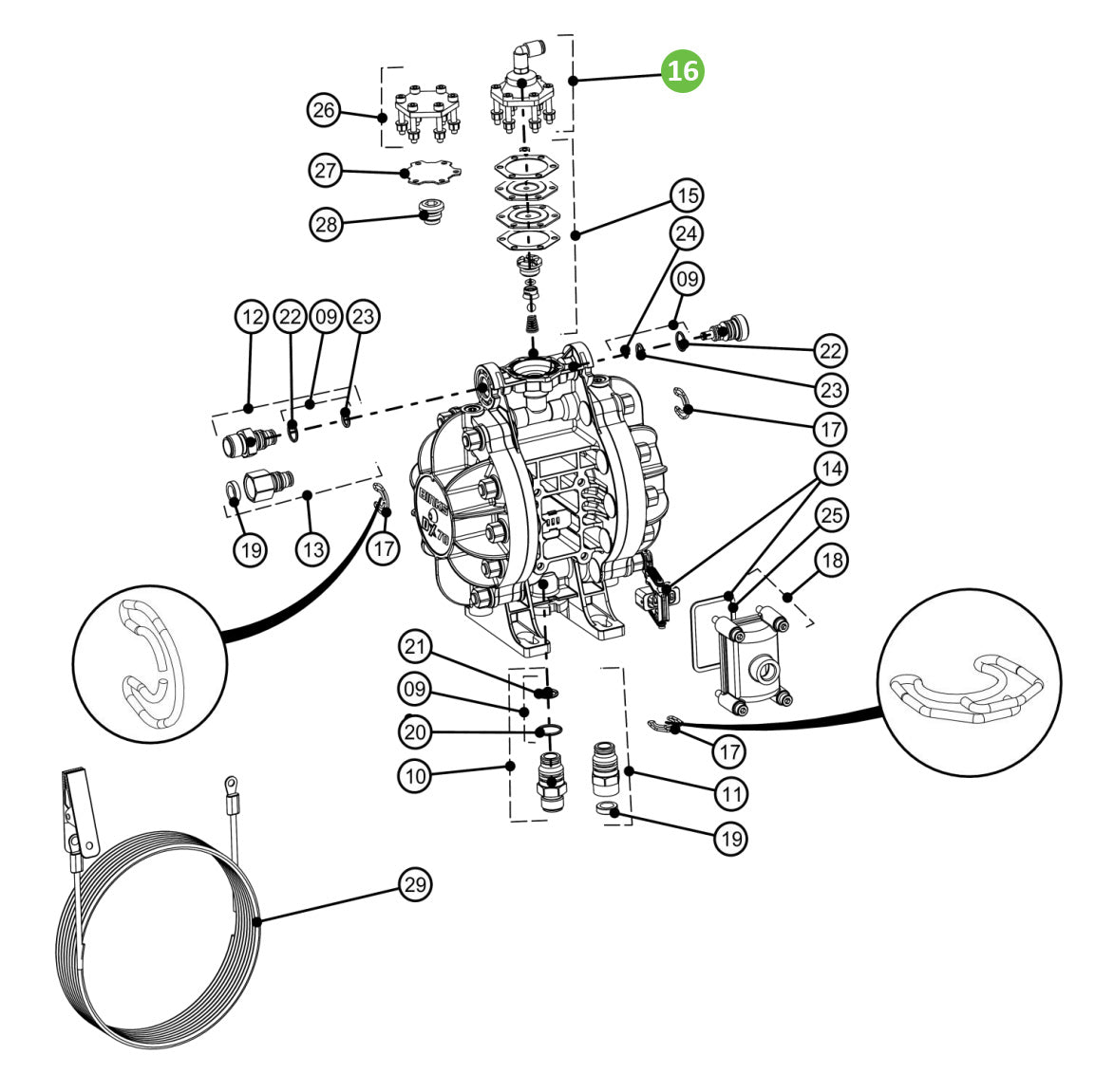 Binks DXK-16 Regulator Cap & Screws