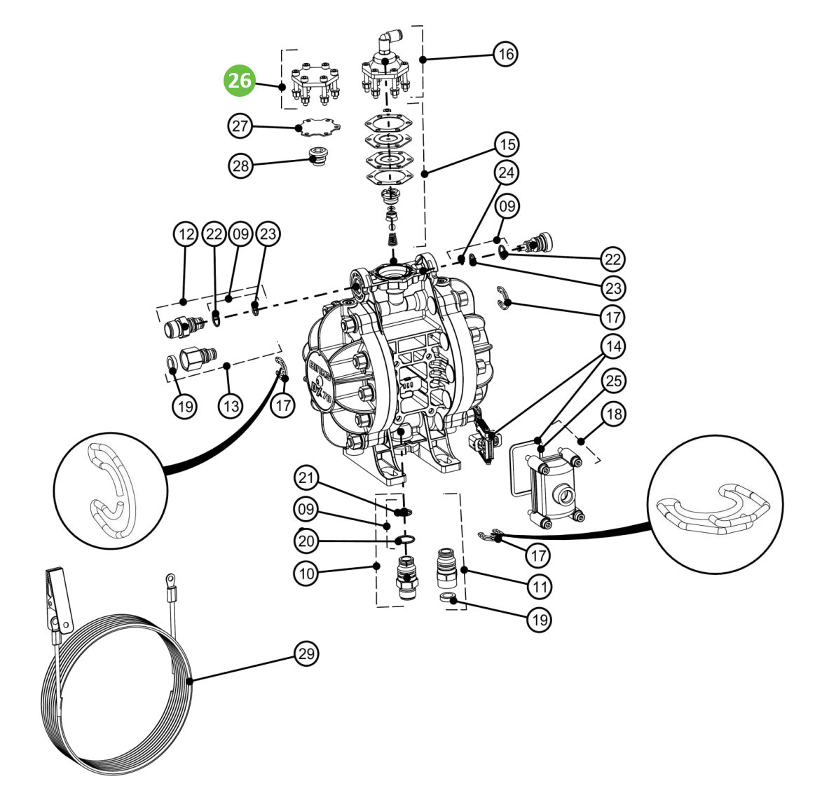 Binks DXK-26 Blanking Plate & Screws