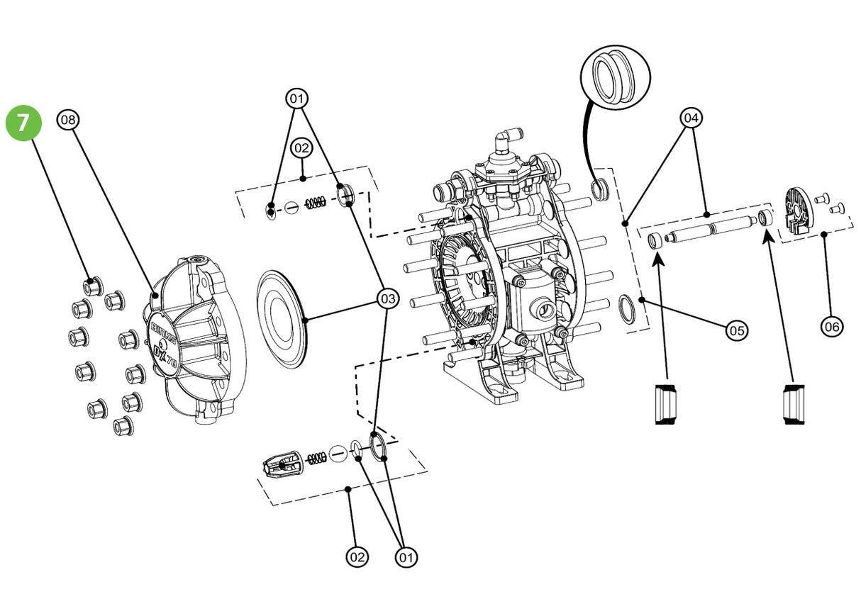Binks DXK-7 End Cap Nuts