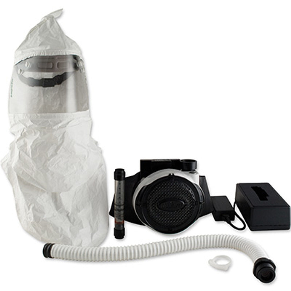 Pirate Brand - BULLARD® CC20, Powered Air-Purifying Respirator, Tychem QC Double Bib, Ratcheted Headband Suspension and EVA PAPR w/ EVABAT1 Battery (Black), Filter Not Included