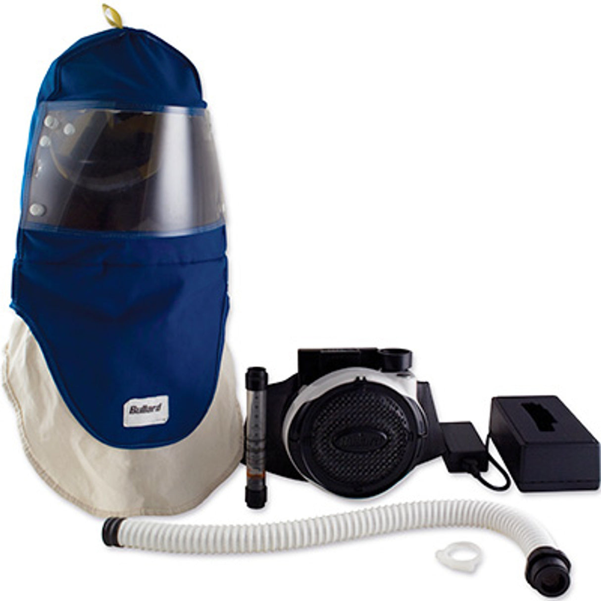 Pirate Brand - BULLARD® GR50, Grinding Powered Air-Purifying Respirator, Double-Bib Nomex Grinding Hood, Ratcheted Headband Suspension and EVA PAPR w/ EVABAT1 Battery (Black), Filter Not Included