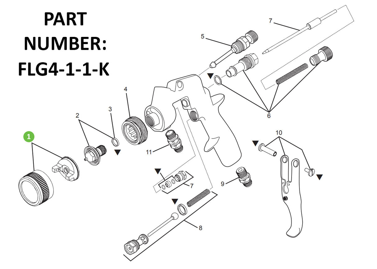 DeVilbiss FinishLine FLG-4, Air Cap #1 Kit, FLG4-1-1-K