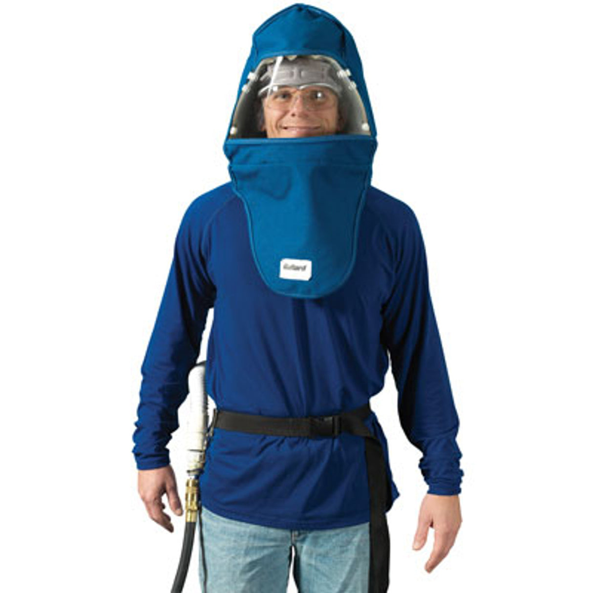 Pirate Brand - BULLARD® GR50, Grinding Free Air Pump Respirator, Blue Nomex Hood, Ratcheted Headband Suspension, F35 Constant Flow 1/2" Industrial Interchange