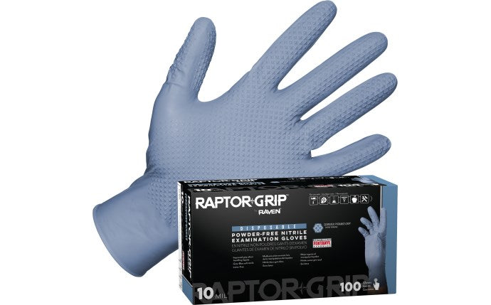 SAS Safety Corp. Raptor Grip™ Powder-Free Exam Grade Nitrile Disposable Gloves - 10 Mil