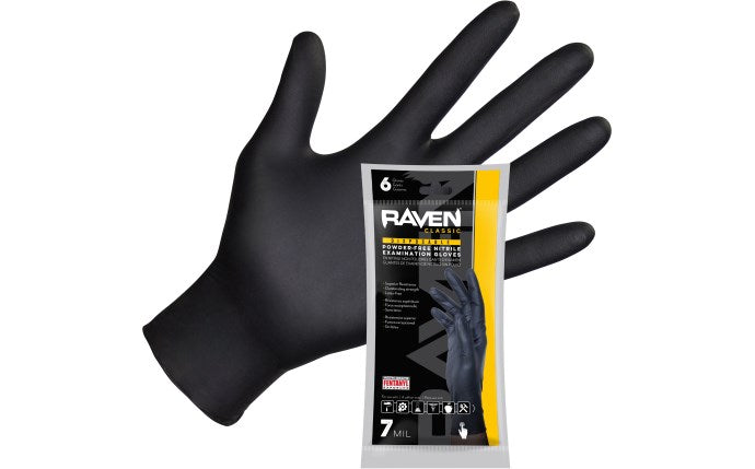 SAS Safety Corp. Raven® Powder-Free Exam Grade Nitrile Disposable Gloves - 7 Mil