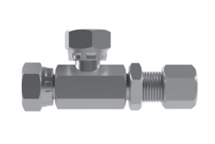 Hosco SST Stainless Steel Fittings and Adaptors, SST Tees, Female Straight X Bulkhead Tube Fitting X Female Straight