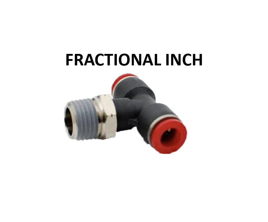 Hosco Push to Connect Fittings, Fractional Inch, Male Branch Tee (Various Size Options)