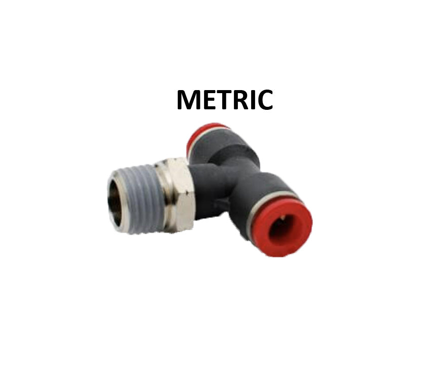 Hosco Push to Connect Fittings, Metric, Male Branch Tee (Various Size Options)
