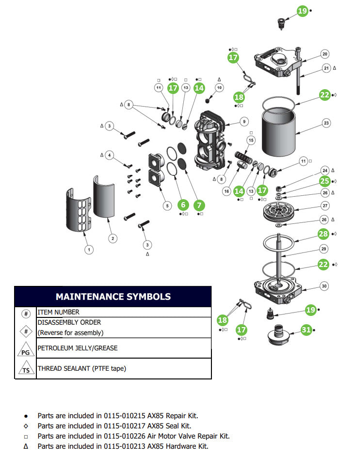 Binks 0115-010215 AX85 Repair Kit