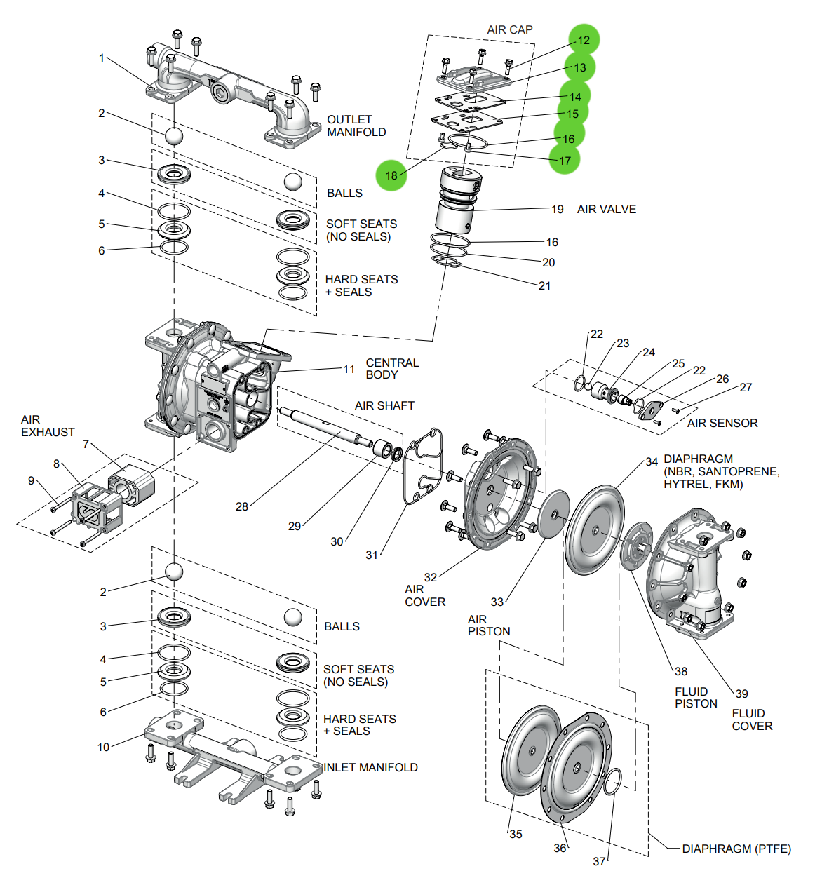 Samoa UP10R-HP-8A0 Central Body Air Cap Kit