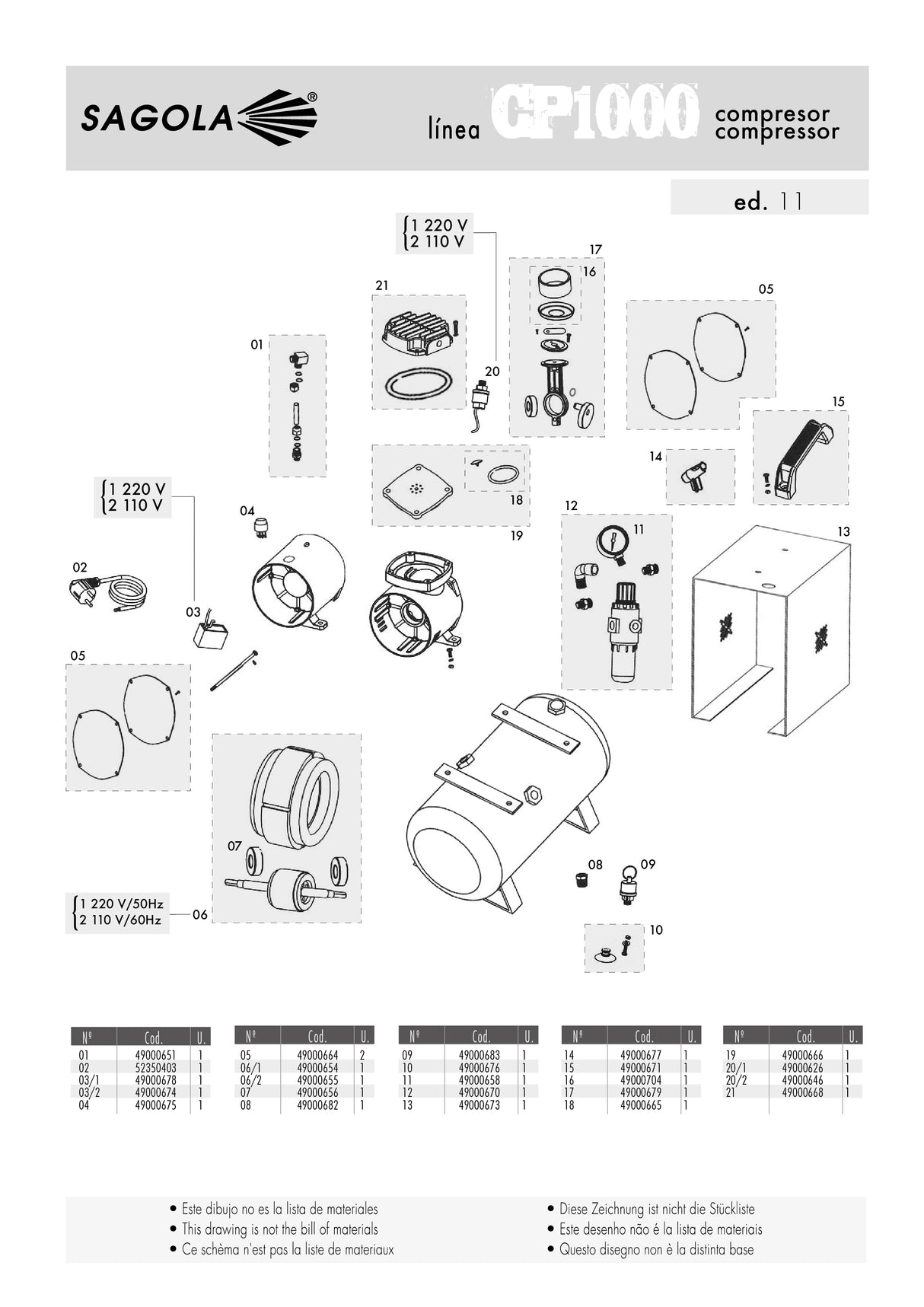 Sagola CP 1000/2000 - Rotor Bearing - Total Finishing Supplies