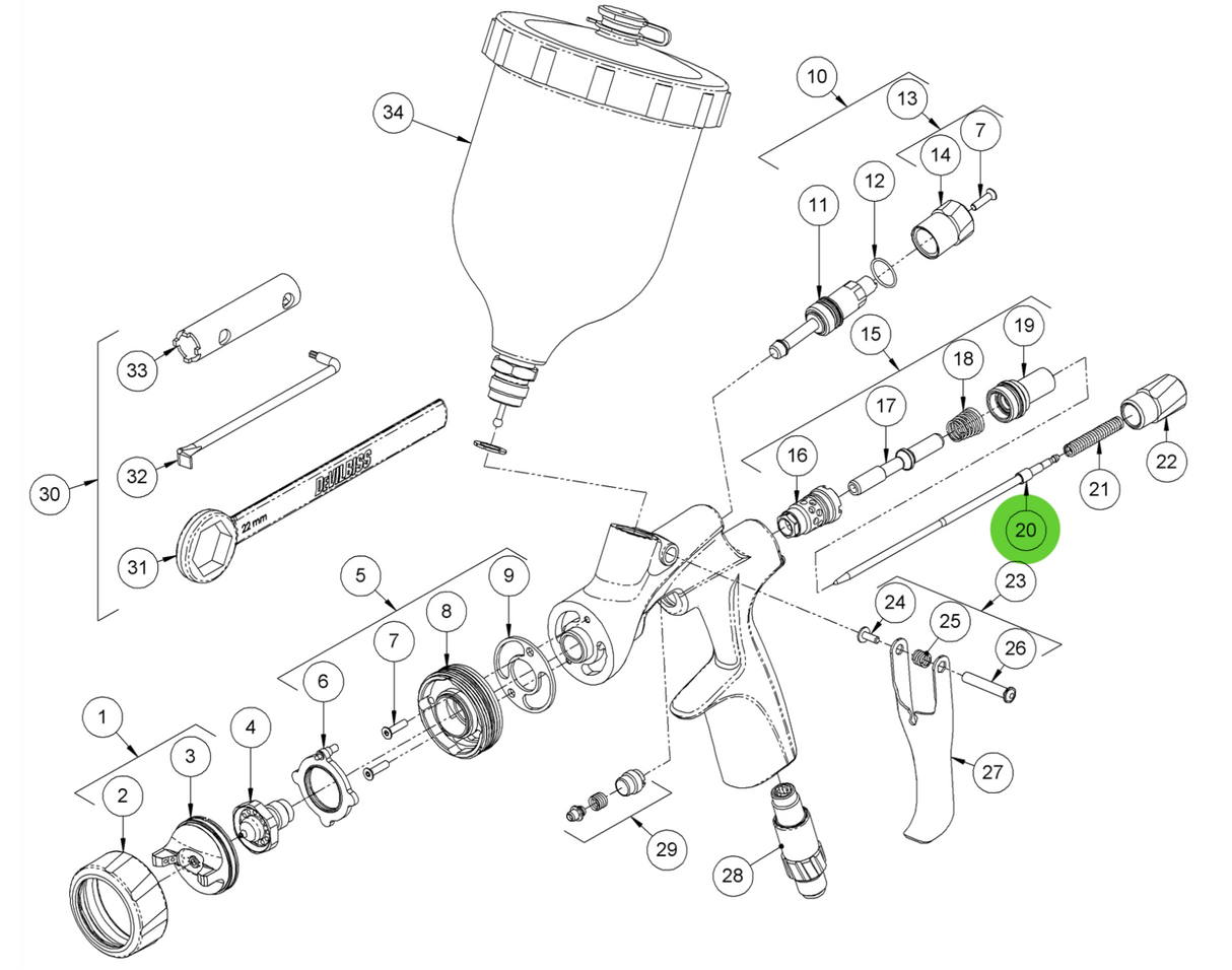 Binks DVXG-335 Fluid Needle Kit