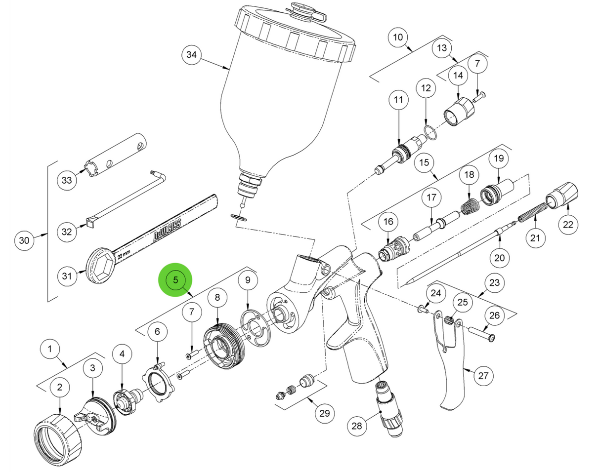Binks DVXK-401 Spray Head Kit
