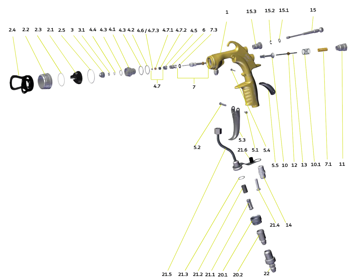 Sames® 129-729-910 Repair Kit - Rear Line Xcite® 120 bar / 1740 psi