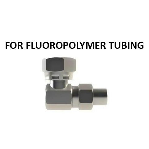 Hosco Hose and Tubing Connectors, No Spring Guard Elbow, For Fluoropolymer Tubing (Various Size Options)