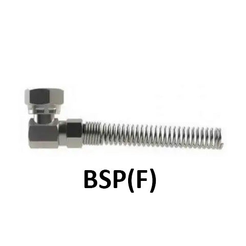 Hosco Hose and Tubing Connectors, Spring Guard Elbow, BSP(F) (Various Size Options)