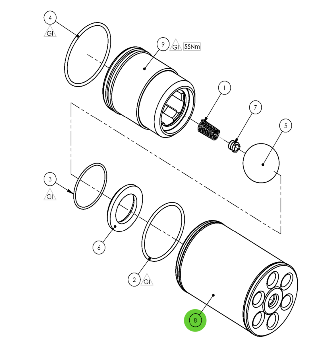 Bomba Binks Maple 15, pistón de fluido de 70 mm