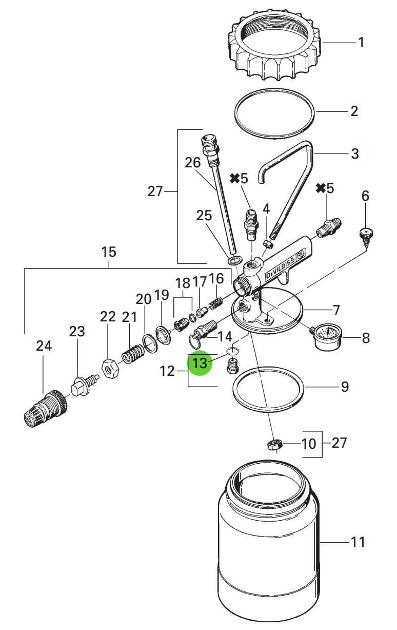 DeVilbiss KB-85-K5 Gasket; TGC Cups (Kit of 5)