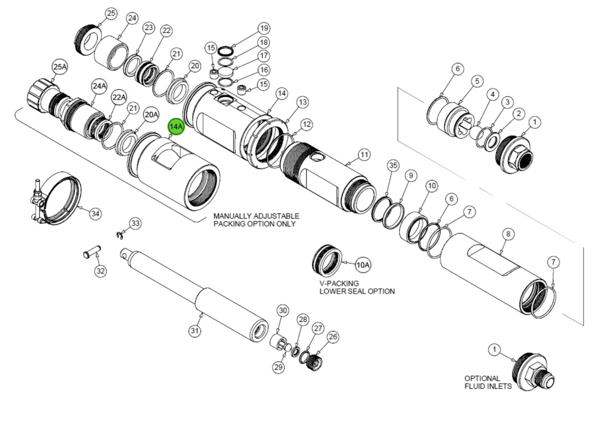 C.A. Technologies 74-232 Coupling Tube - V Packing Set