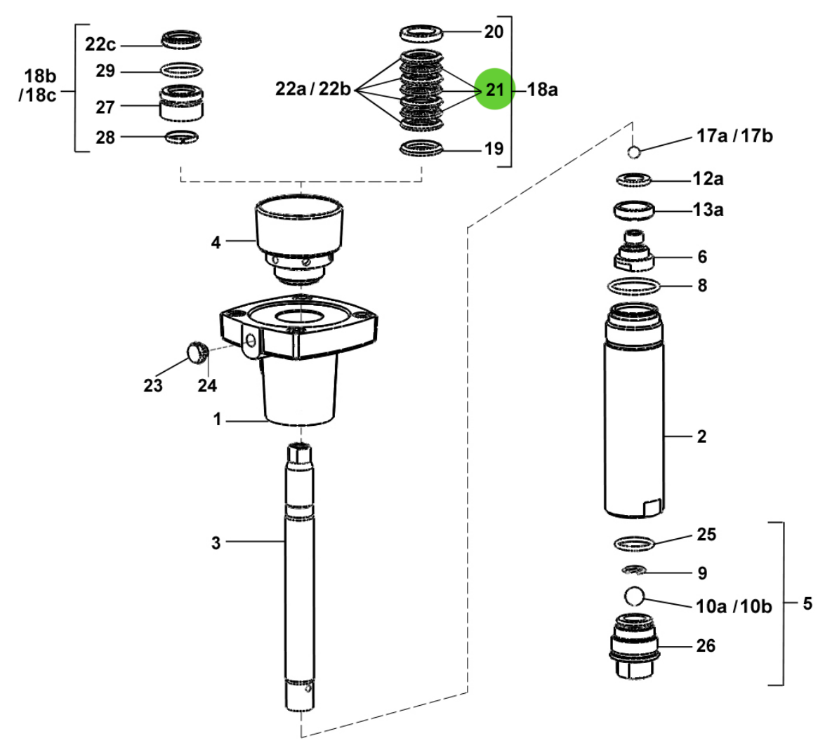 Sames® 909-050-913 Chevron Seal, Polyfluid HYD50