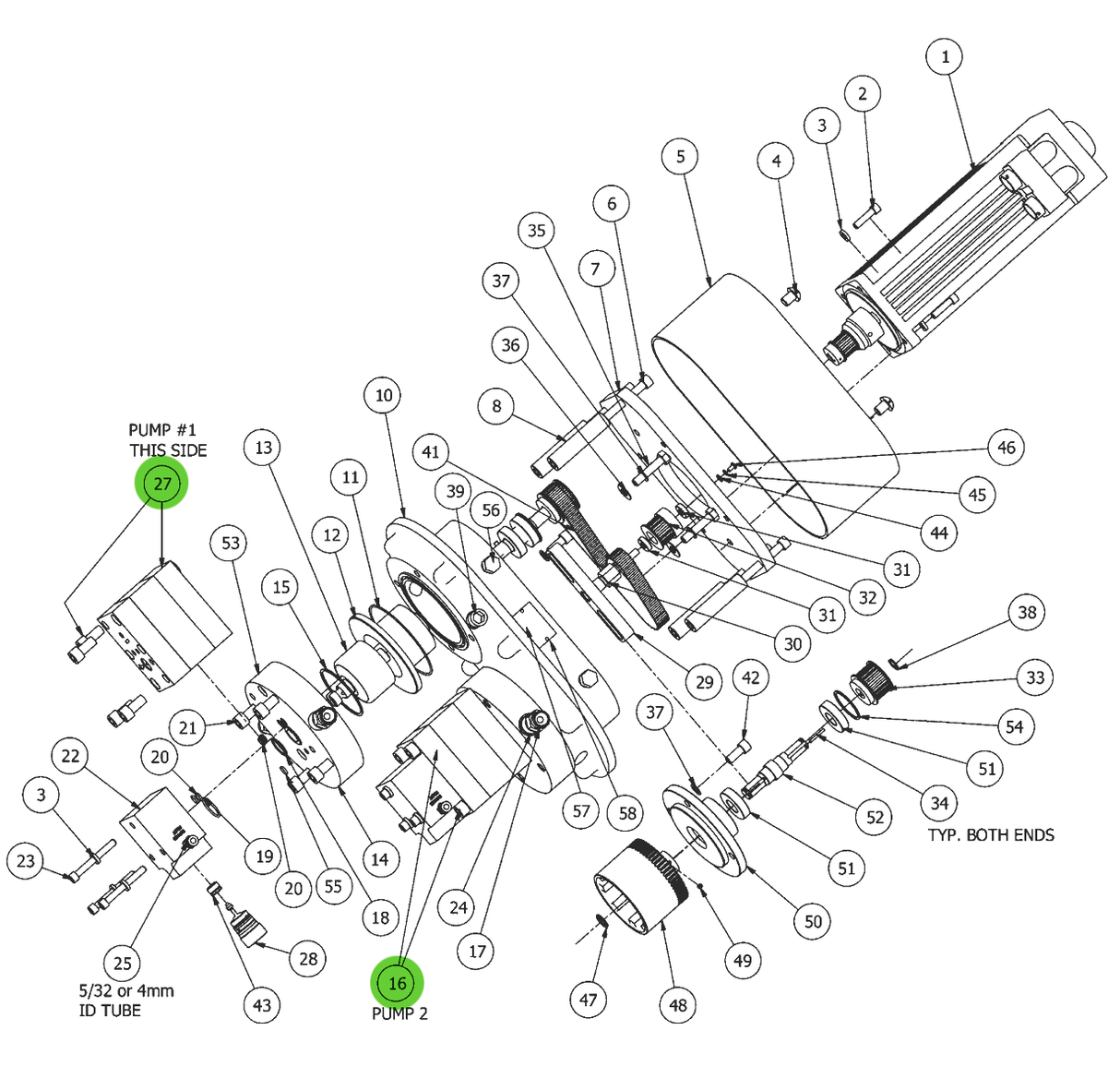 Ransburg 77844-03 Pump W/ Fasteners, 10 cc/rev