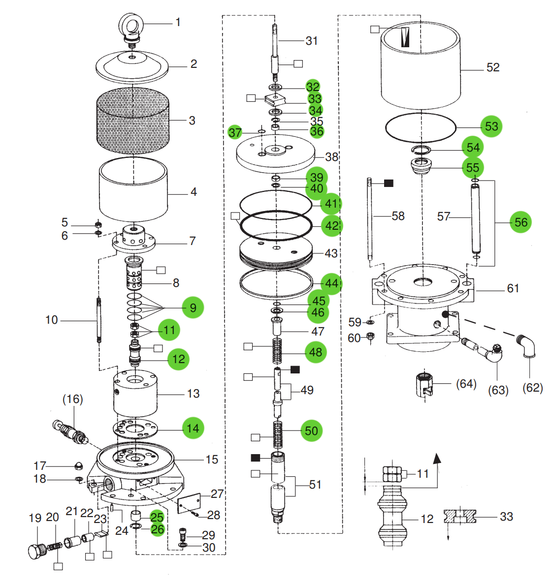 WIWA 0604496 Repair Kit; Air Motor