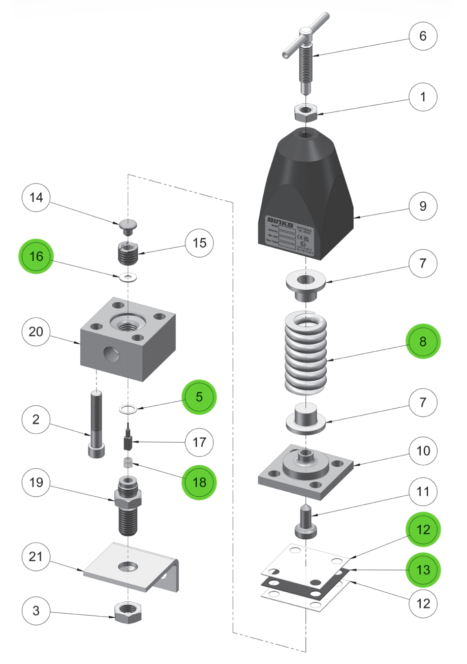 Binks 6-1306 Repair Kit, Fluid Pressure Regulator