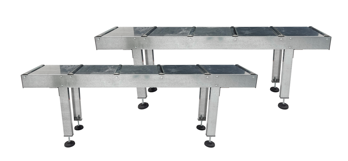 Sarmax Set Of 2 Roller Conveyor Tables; In Feed & Out Feed (1.5 x 8.2 Ft.)